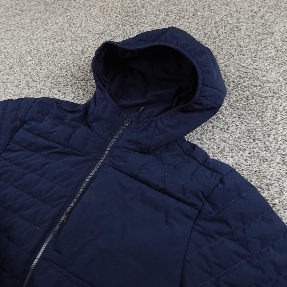 Lands End Jacket‎ Mens M Blue Hooded Down Puffer Full Zip Quilted Insulated Coat